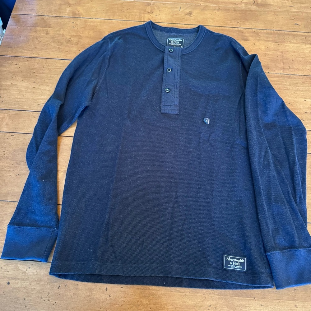 Abercrombie & Fitch Men's Waffle Navy Henley Size Small NWT